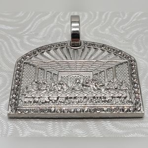 NWOT The Last Supper Pendant. Lab CZ 18kt White Gold Plated over Stainless Steel